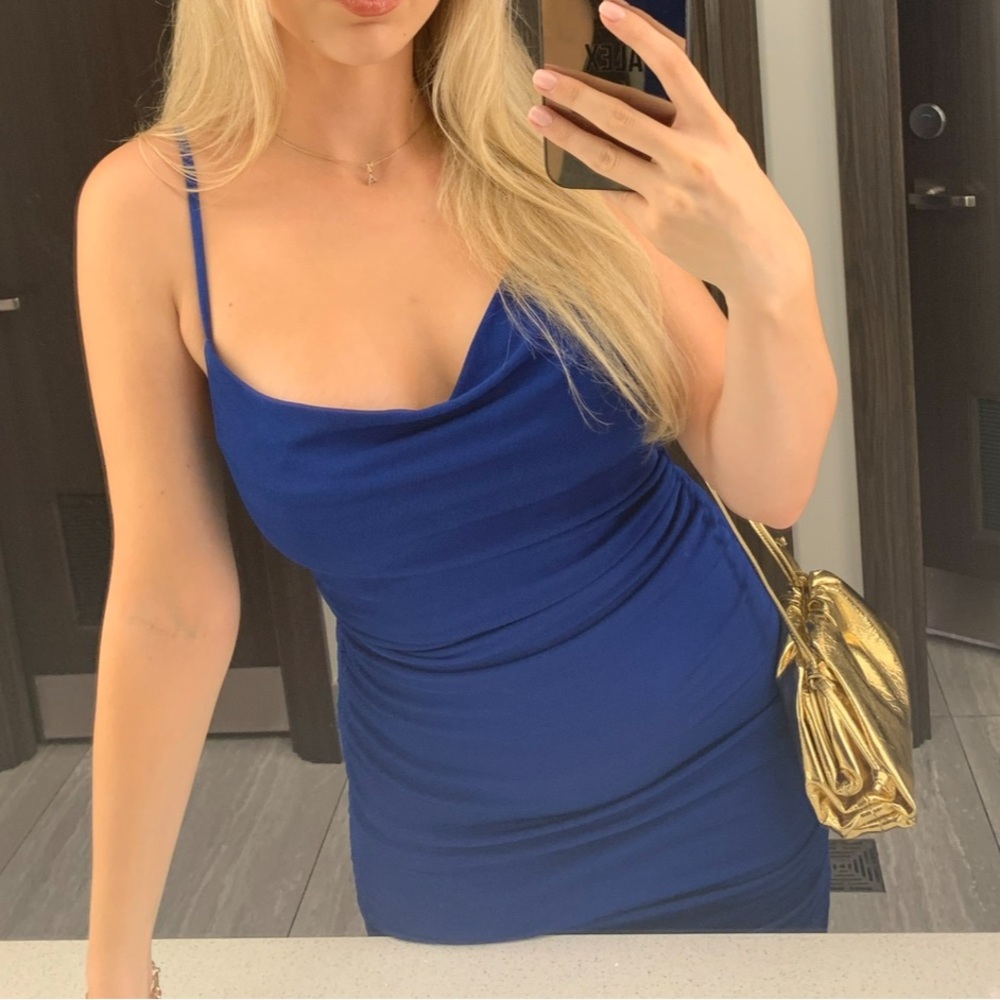 JLUXLABEL BLUE RUCHED DRESS - Picture 4 of 4